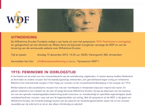 Symposium &#039;1915: Feminisme in oorlogstijd&#039; - 15 december 2015