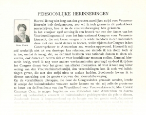 Rosa Manus, ‘Persoonlijke herinneringen’, in Gedenkboek bij het 25-jarig bestaan van de Vereeniging voor Vrouwenkiesrecht 1894-1919 (Amsterdam: [Vereeniging voor Vrouwenkiesrecht, 1919]) 135-136.